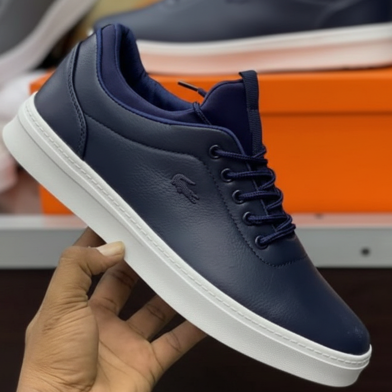 Laco Minimalist Leather Low-Top Sneakers for Men – Clean Casual Street Style Shoes