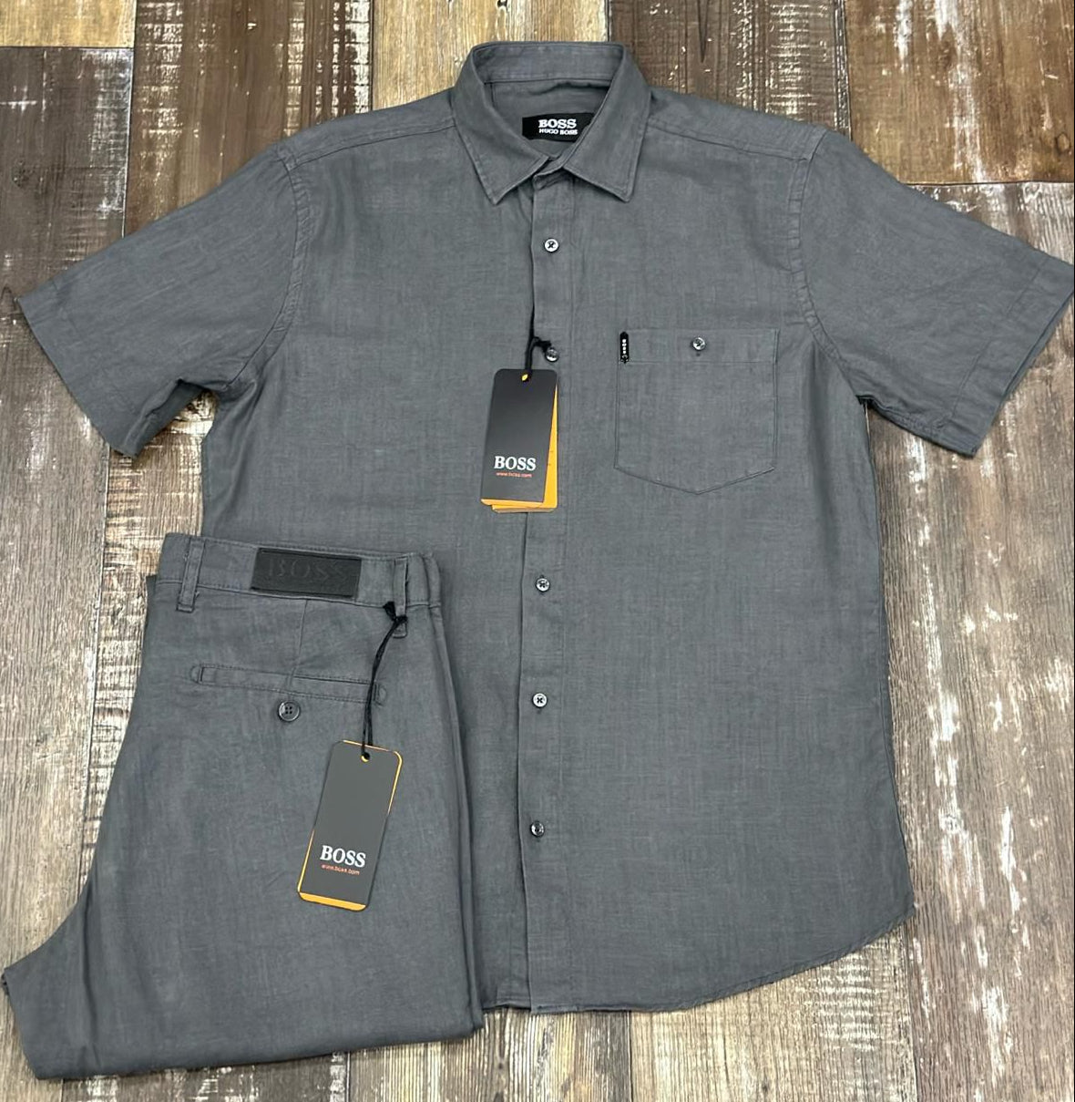 Men’s BOSS Linen Set – Turkey-Made Premium Linen Shirt & Trouser | Short & Long Sleeve