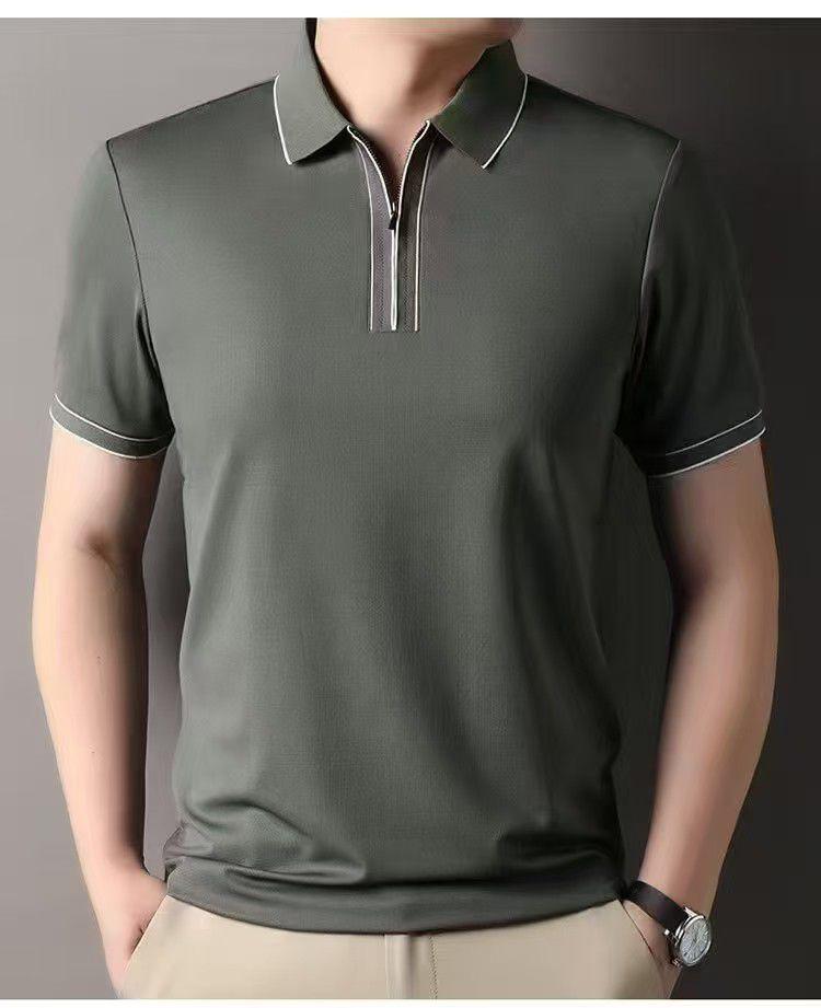 Zipper-Collar Polo Shirt