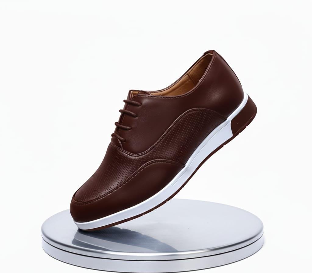 Men’s Casual Leather Sneakers – Perforated Comfort Design