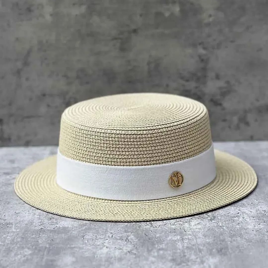 Classic Summer Boater Hat – Straw Flat Top Sun Hat for Men & Women