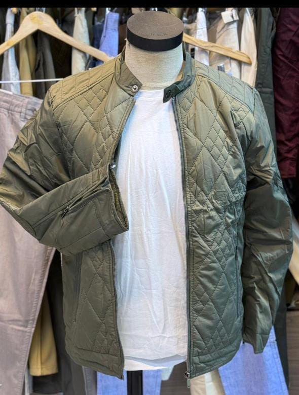 Men’s Quilted Puffer Jacket – Diamond Stitch Winter Wear