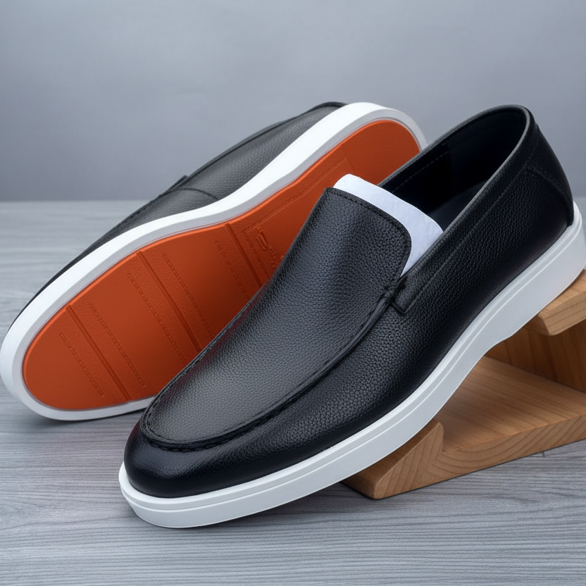 Santoni Regal Crest Leather Loafers for Men – Minimalist Slip-On Design with Comfort Sole