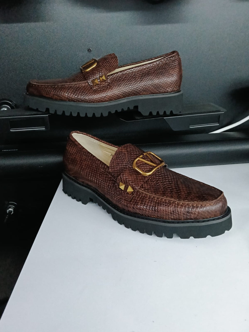 Men’s Brown Textured Loafers-Chunky Sole