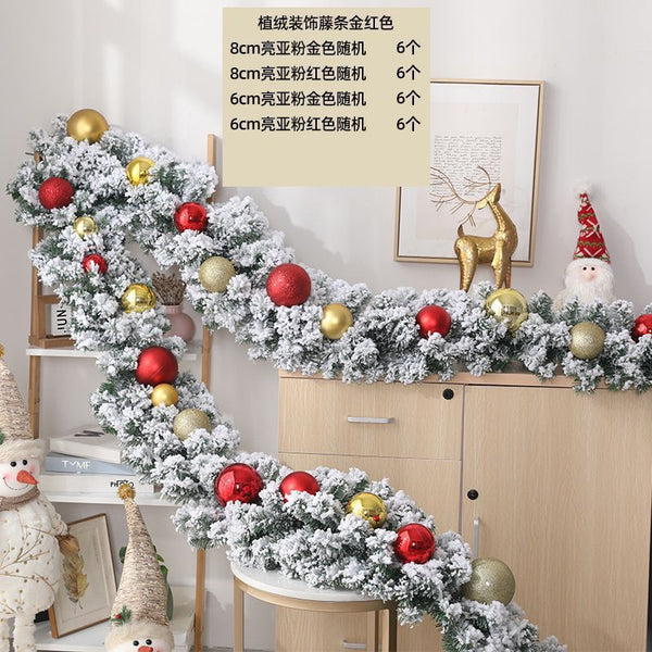 2.7M Christmas Pine Garland Snow Flocked with Ornaments, Artificial Cedar Greenery for Mantel, Staircase & Shelf Décor