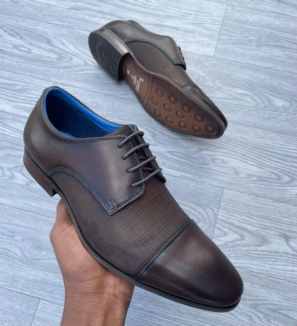 Billionaire Men’s Brown Leather Cap-Toe Oxford Shoes
