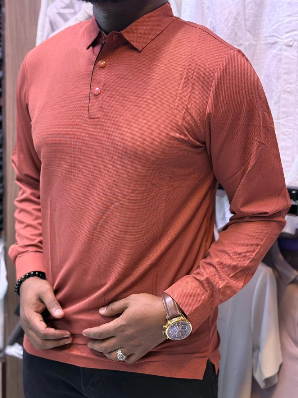 Men’s Premium Long-Sleeve Polo Shirt – Stretch Comfort, Smart-Casual Style