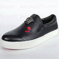 Men’s Black Croc-Texture Slip-On Sneakers