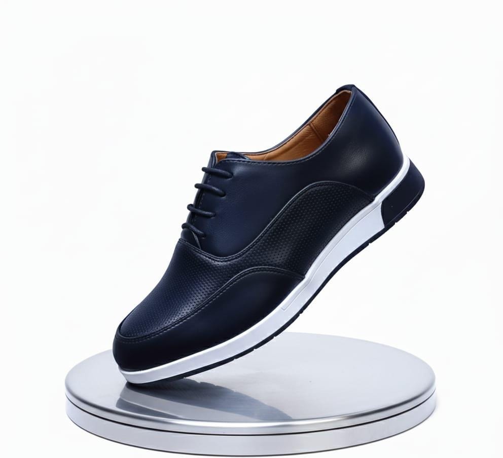 Men’s Casual Leather Sneakers – Perforated Comfort Design
