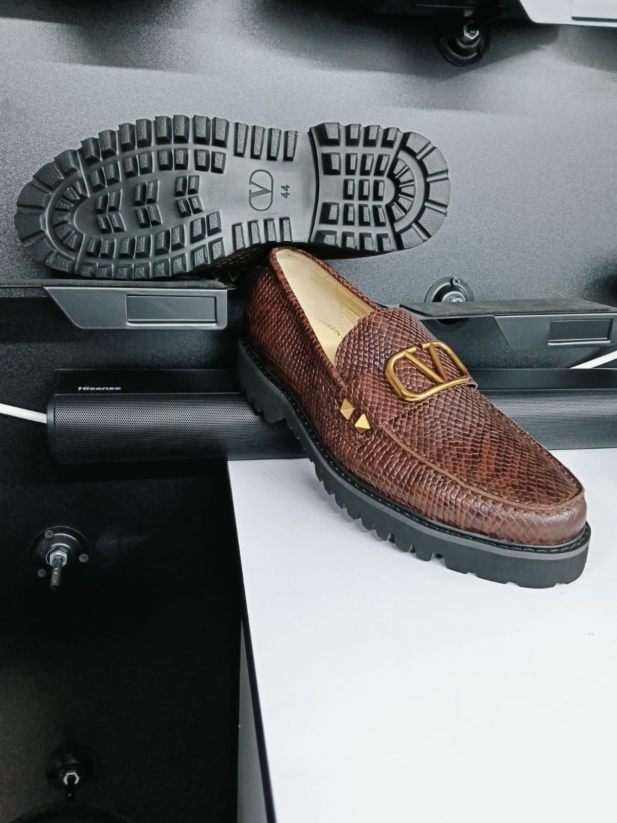 Men’s Brown Textured Loafers-Chunky Sole