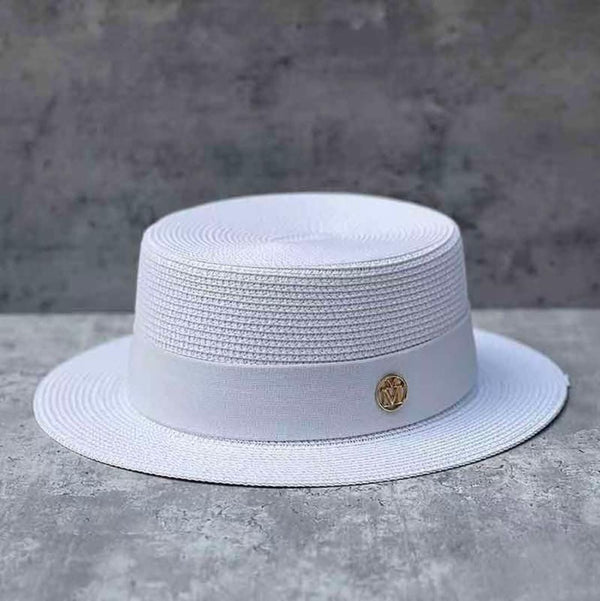 Classic Summer Boater Hat – Straw Flat Top Sun Hat for Men & Women