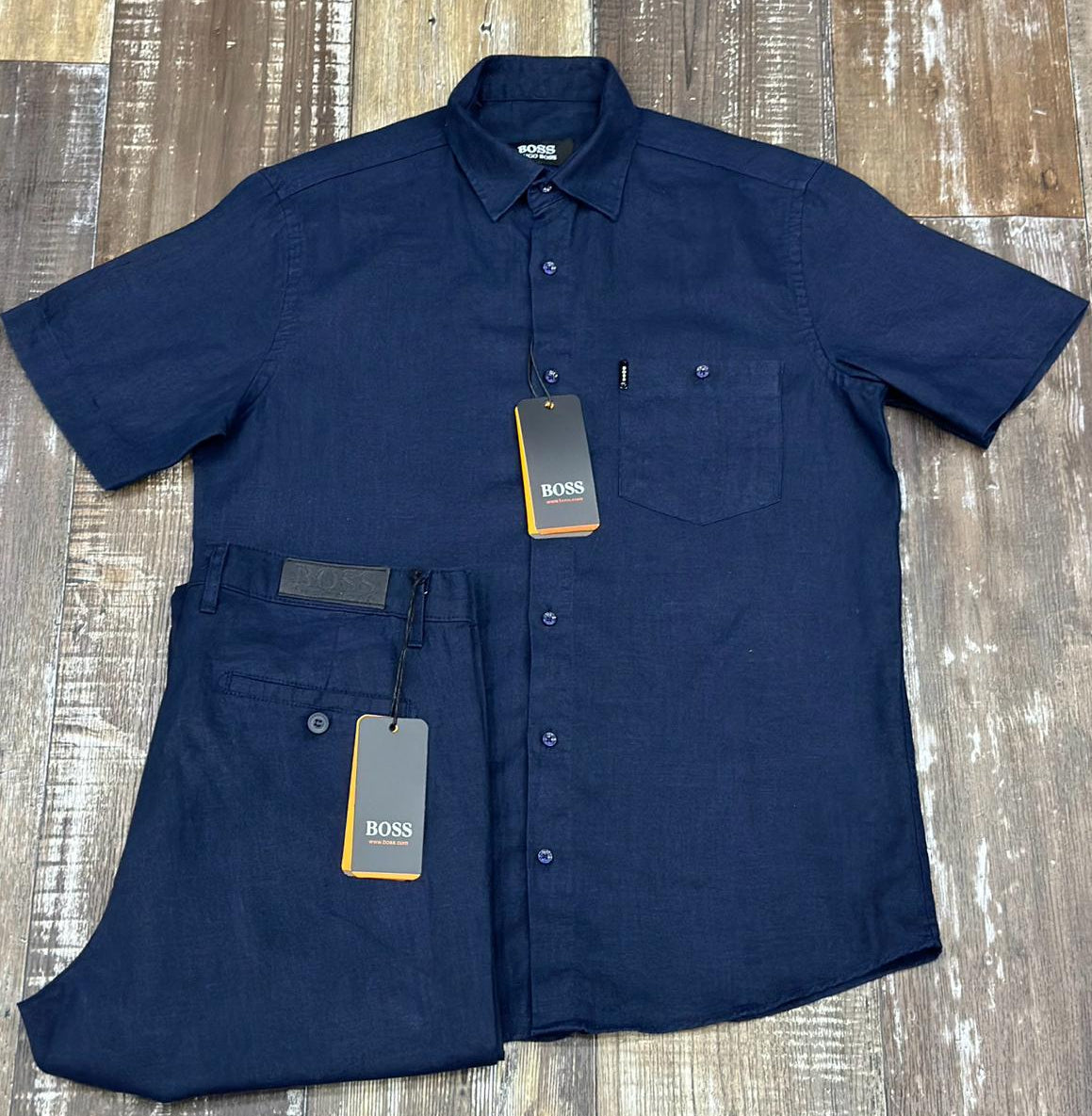 Men’s BOSS Linen Set – Turkey-Made Premium Linen Shirt & Trouser | Short & Long Sleeve