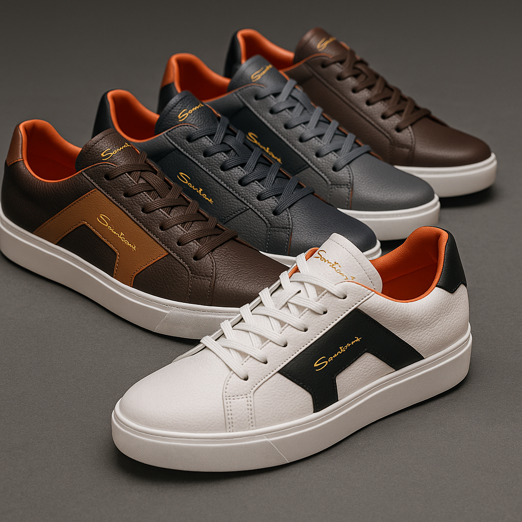 Santoni Premium Men’s Leather Sneakers