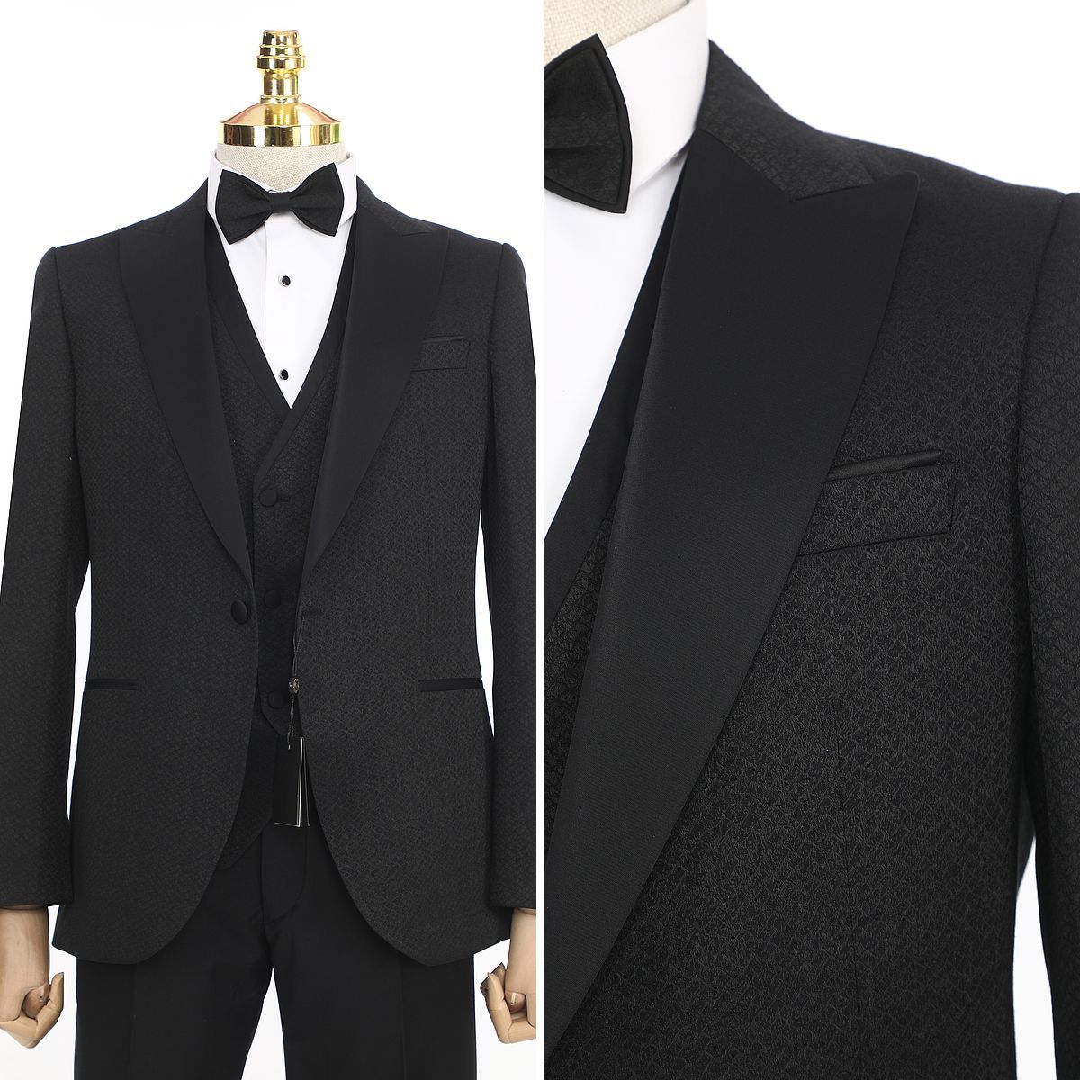 Men’s Black Tie Tuxedo Suit – Luxury Shawl Lapel Formal Wear