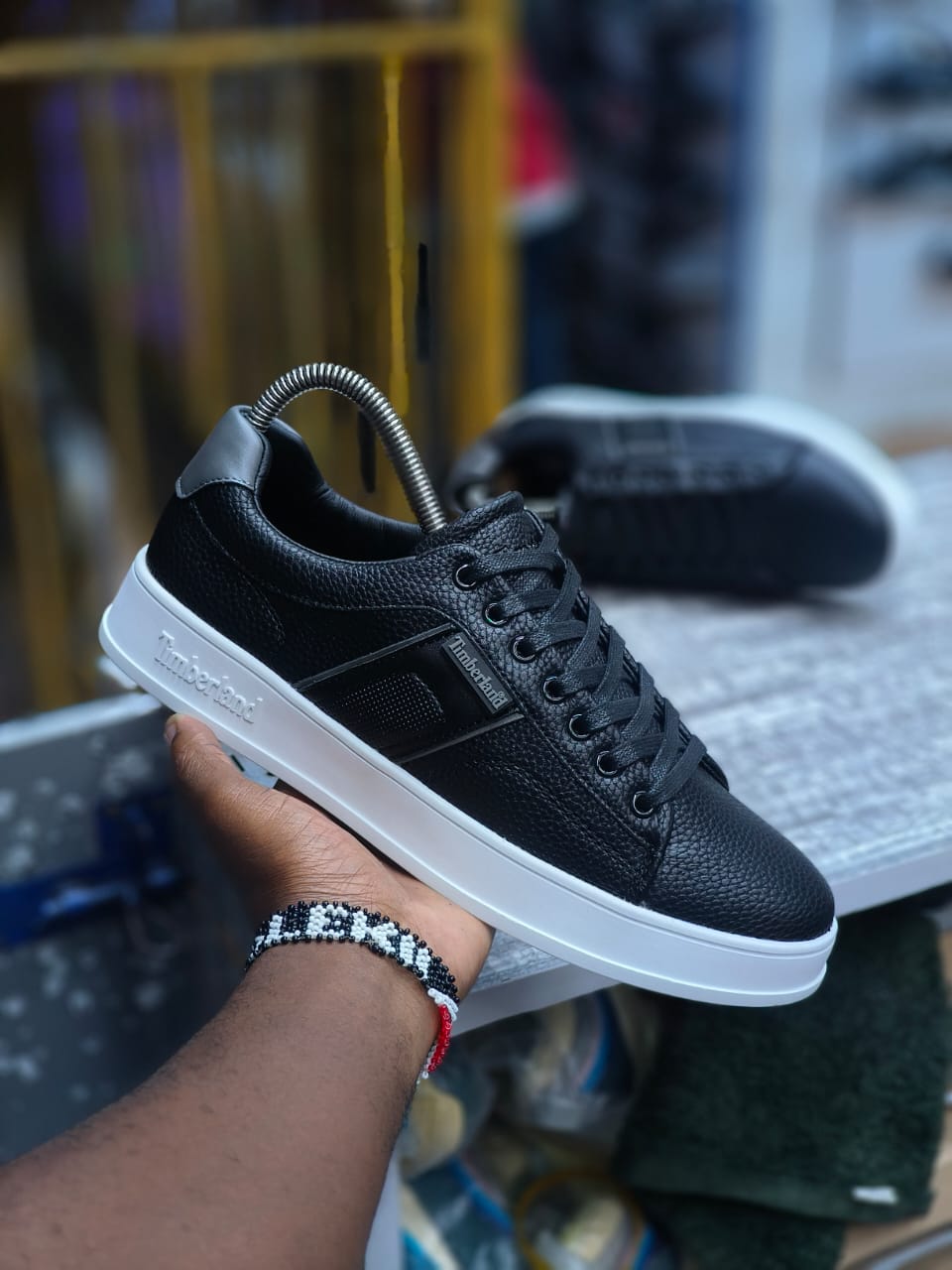 Stylish Navy Blue Leather Sneakers