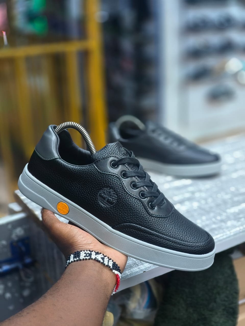 Stylish Navy Blue Leather Sneakers