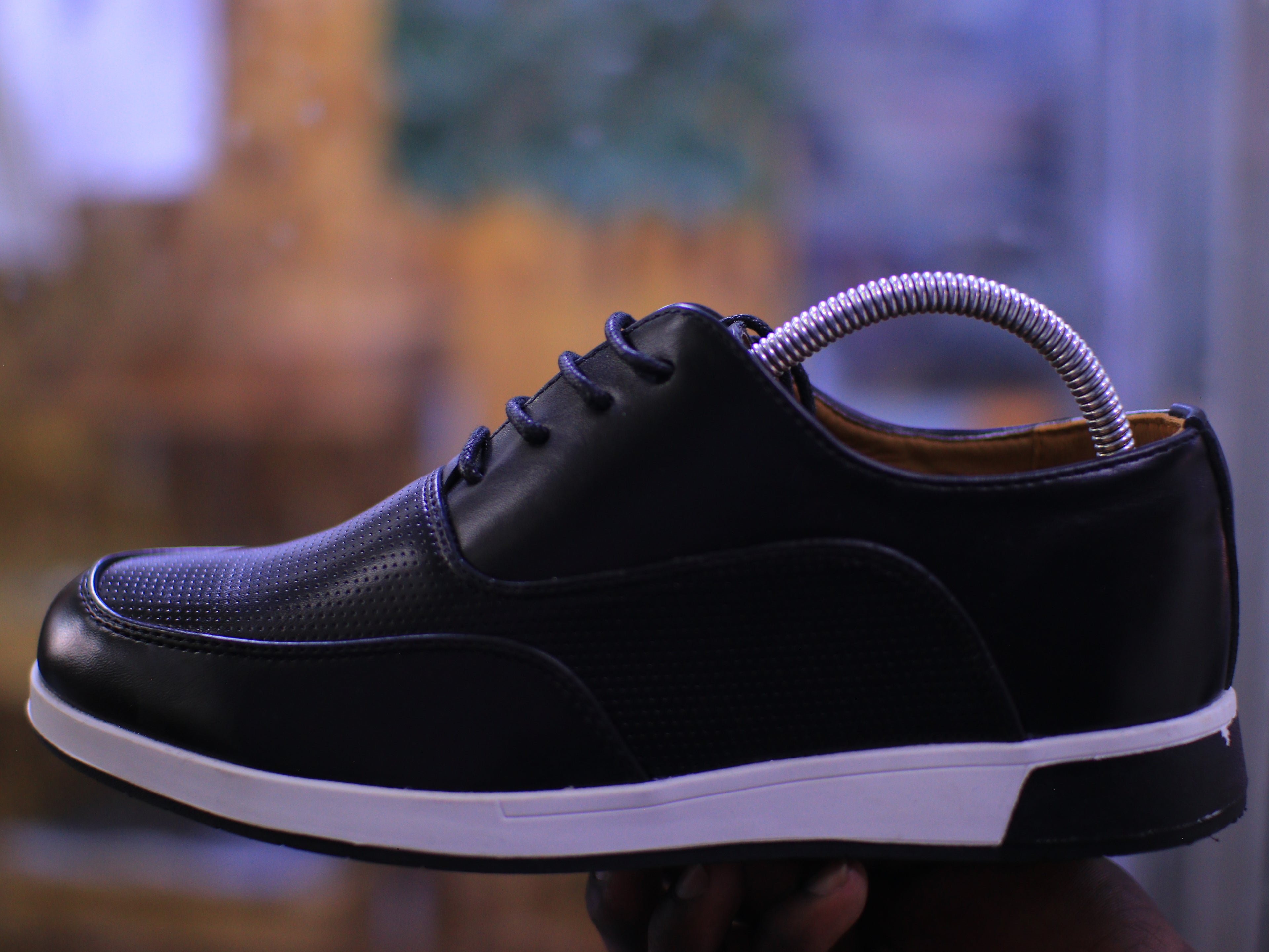 Men’s Casual Leather Sneakers – Perforated Comfort Design