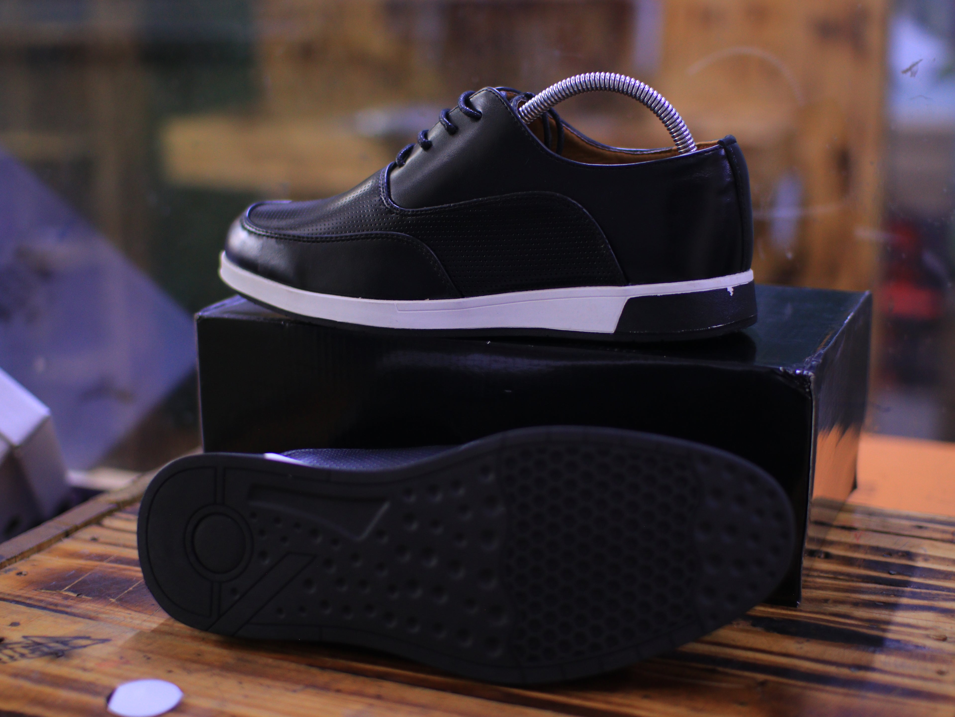 Men’s Casual Leather Sneakers – Perforated Comfort Design