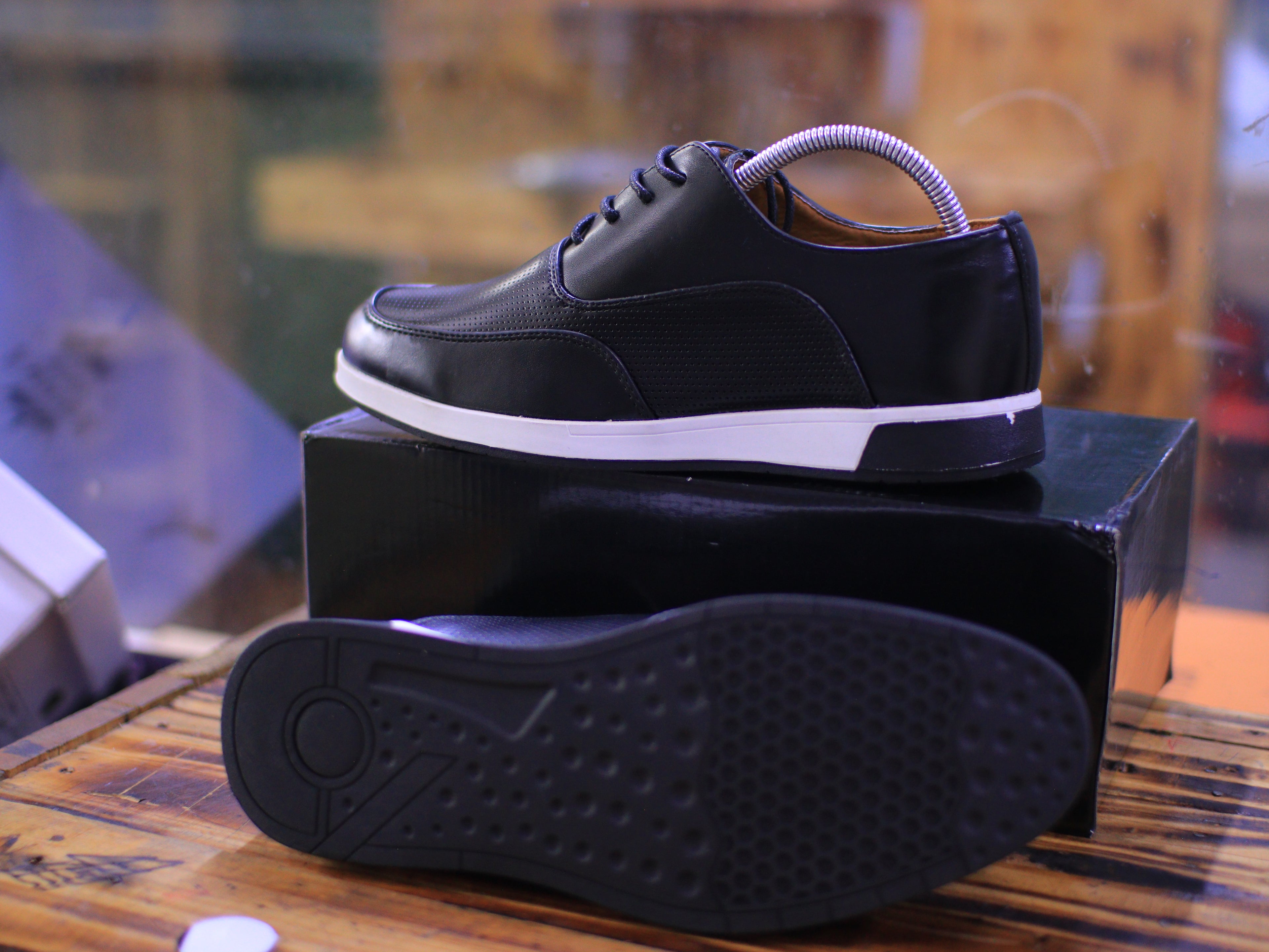 Men’s Casual Leather Sneakers – Perforated Comfort Design