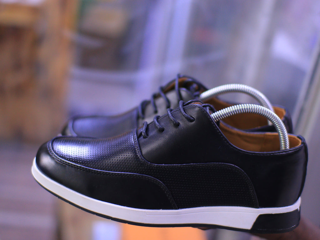 Men’s Casual Leather Sneakers – Perforated Comfort Design