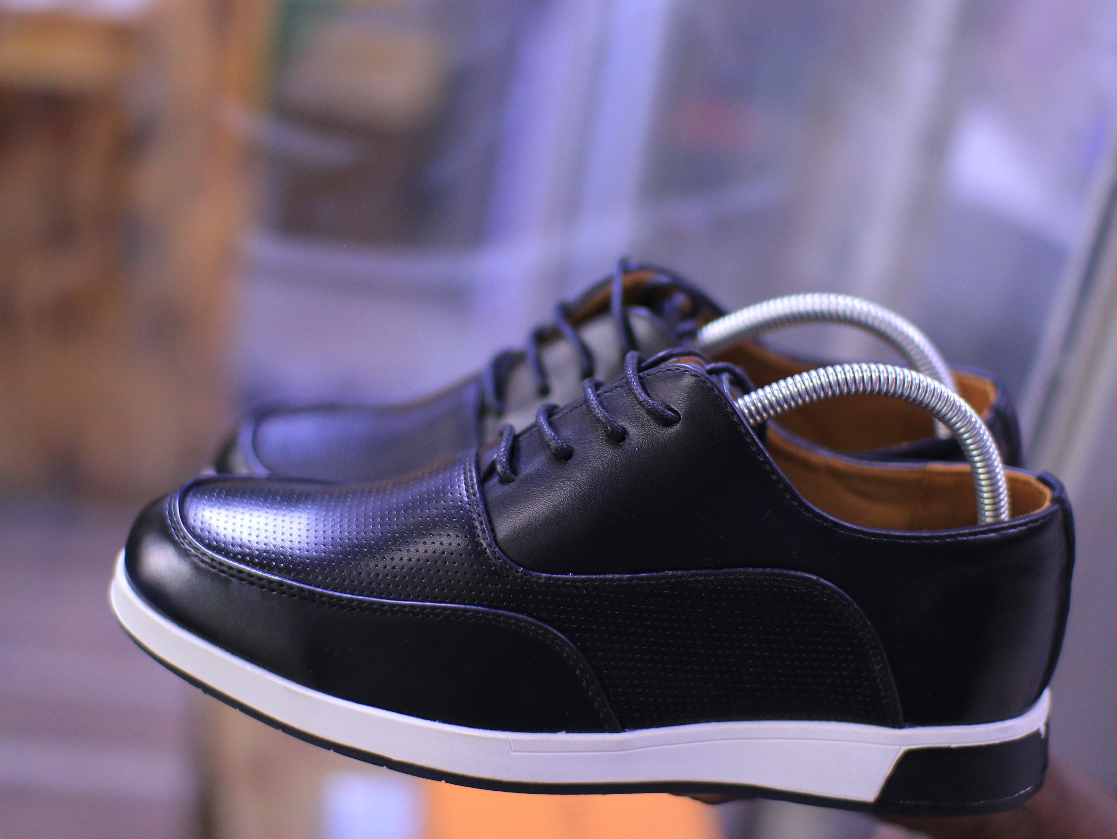 Men’s Casual Leather Sneakers – Perforated Comfort Design