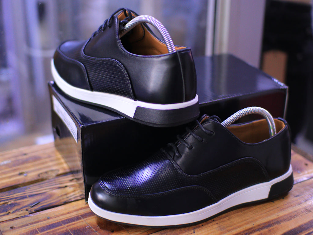 Men’s Casual Leather Sneakers – Perforated Comfort Design