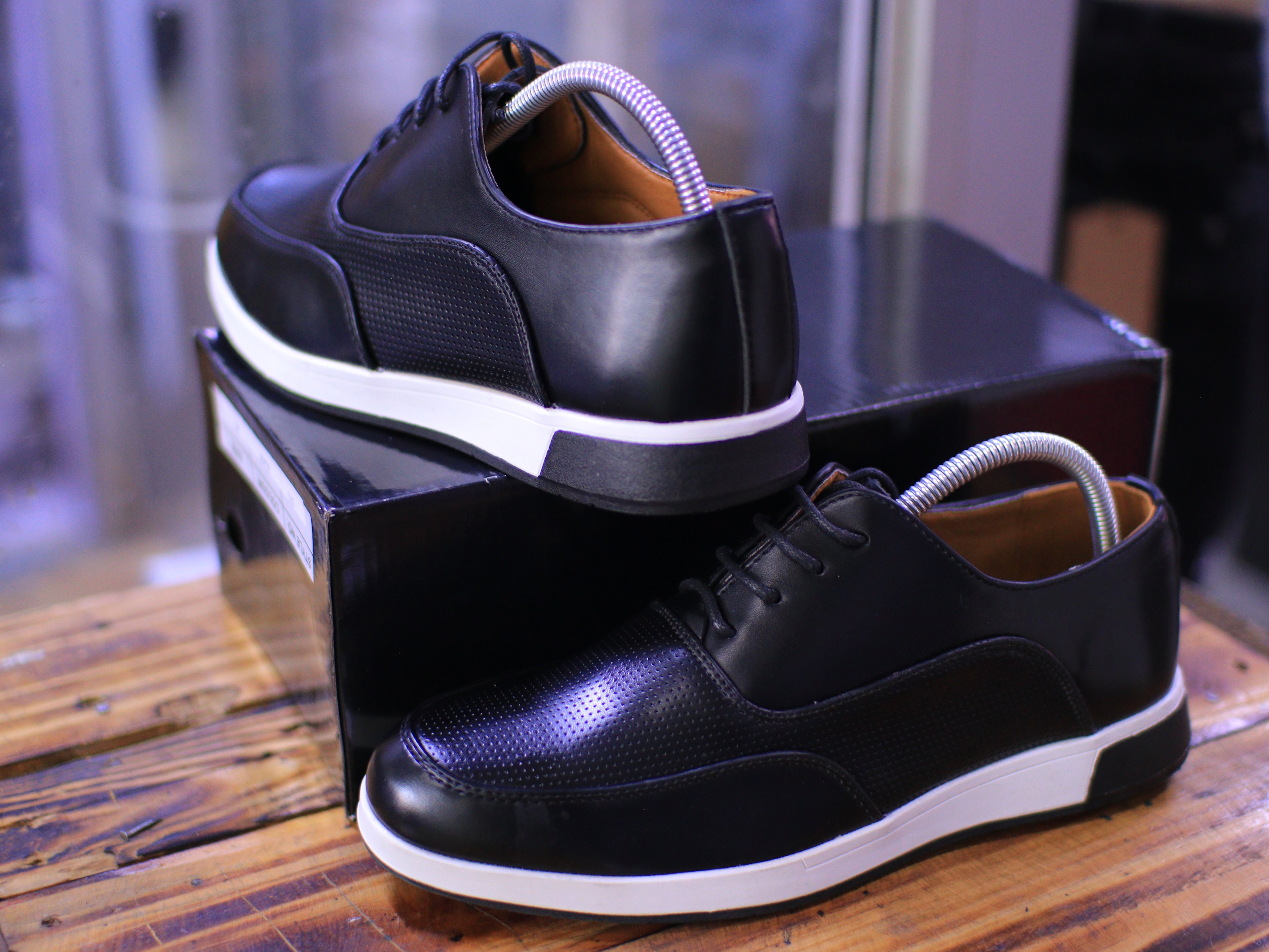 Men’s Casual Leather Sneakers – Perforated Comfort Design