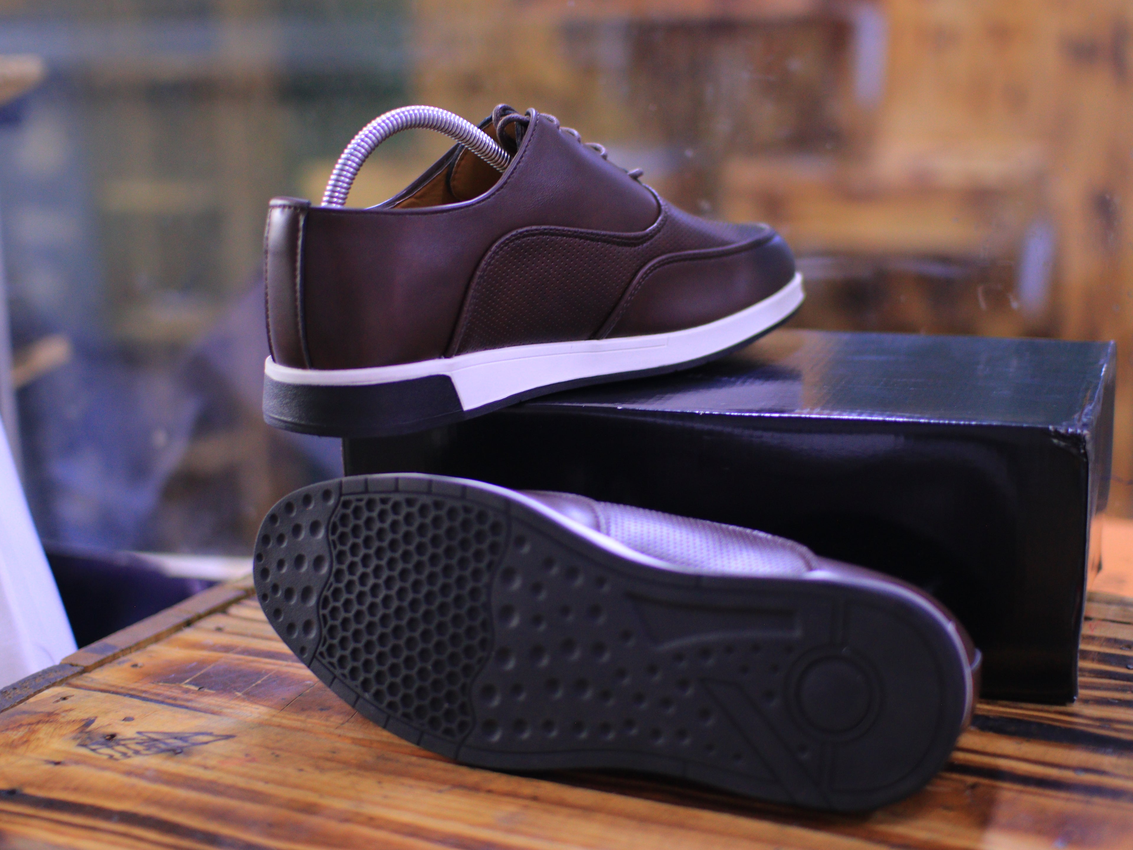 Men’s Casual Leather Sneakers – Perforated Comfort Design