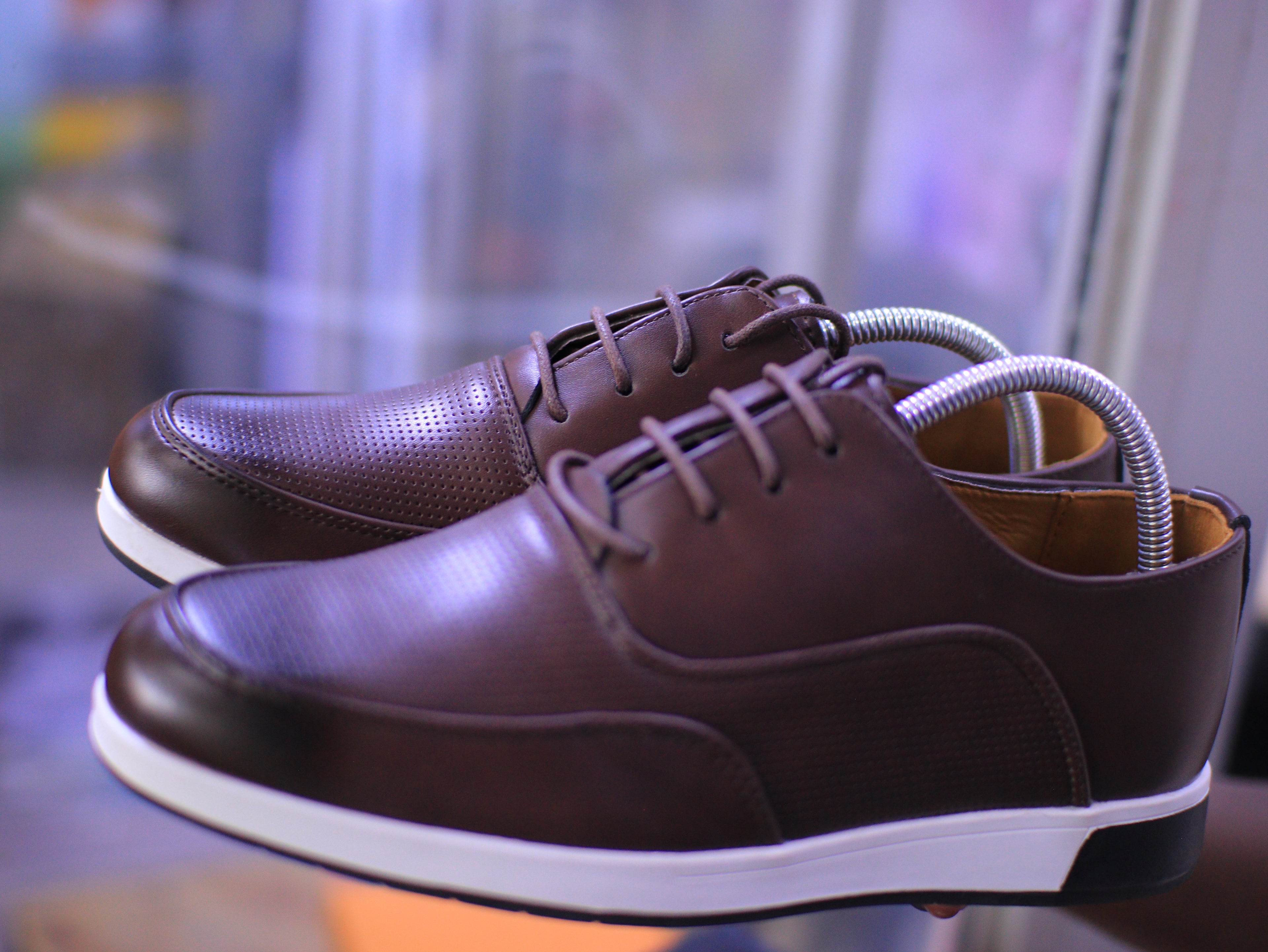 Men’s Casual Leather Sneakers – Perforated Comfort Design