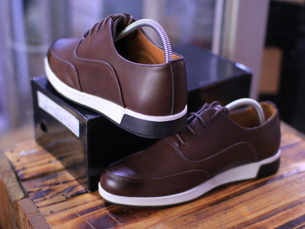 Men’s Casual Leather Sneakers – Perforated Comfort Design