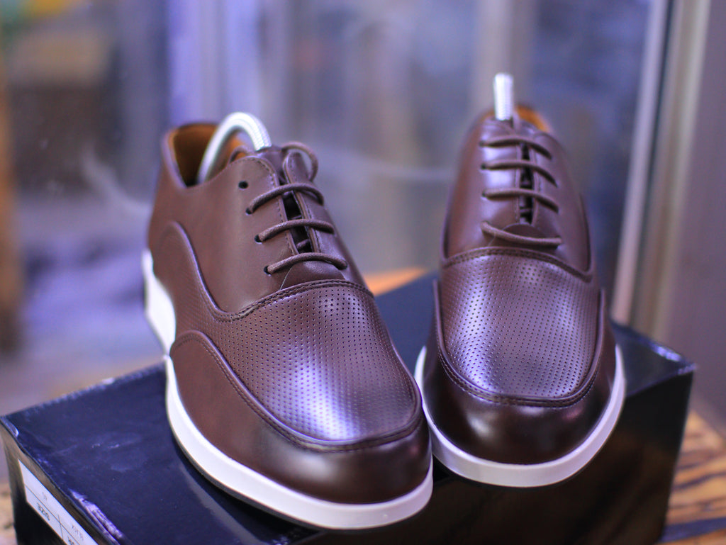 Men’s Casual Leather Sneakers – Perforated Comfort Design