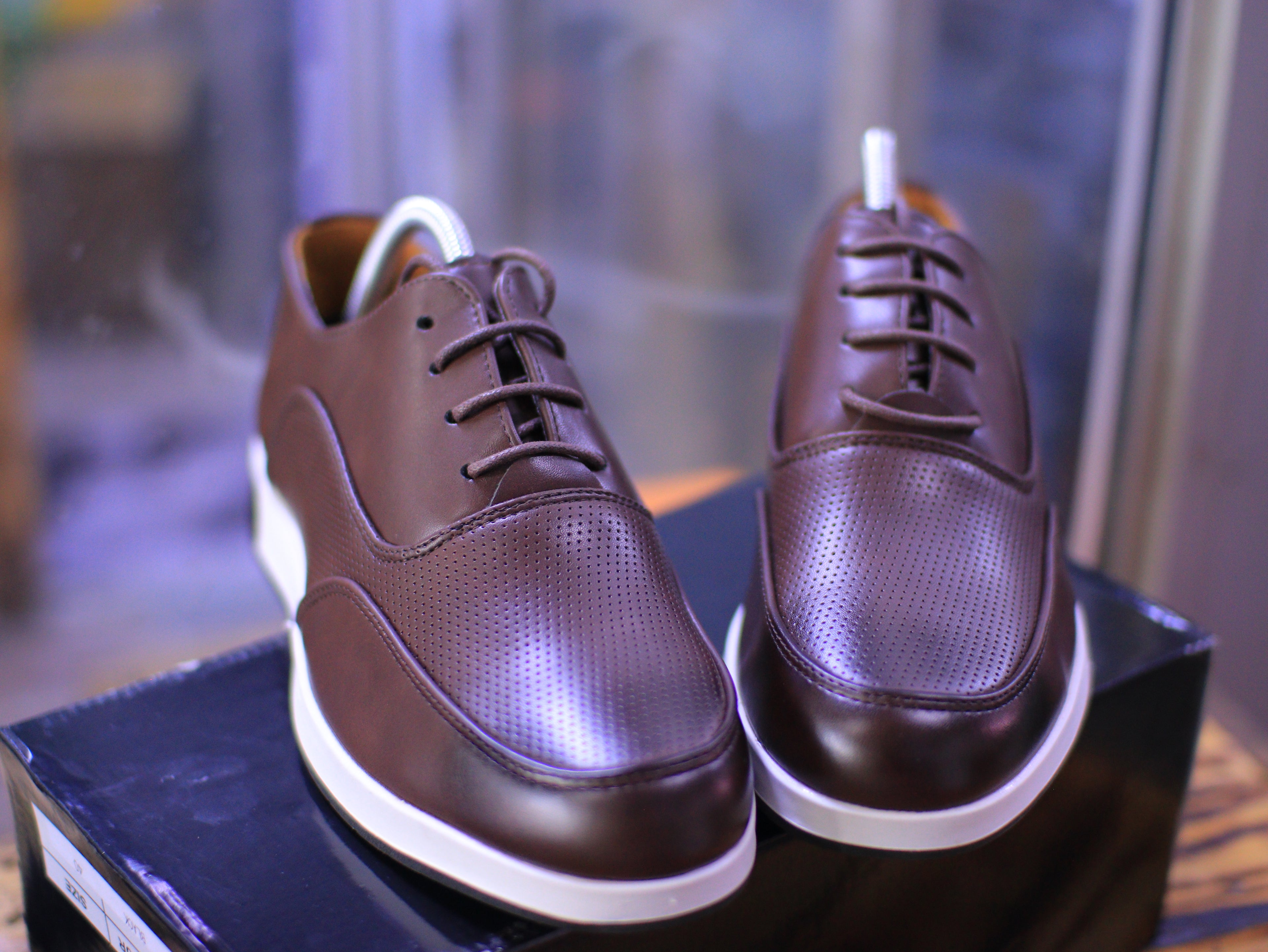 Men’s Casual Leather Sneakers – Perforated Comfort Design