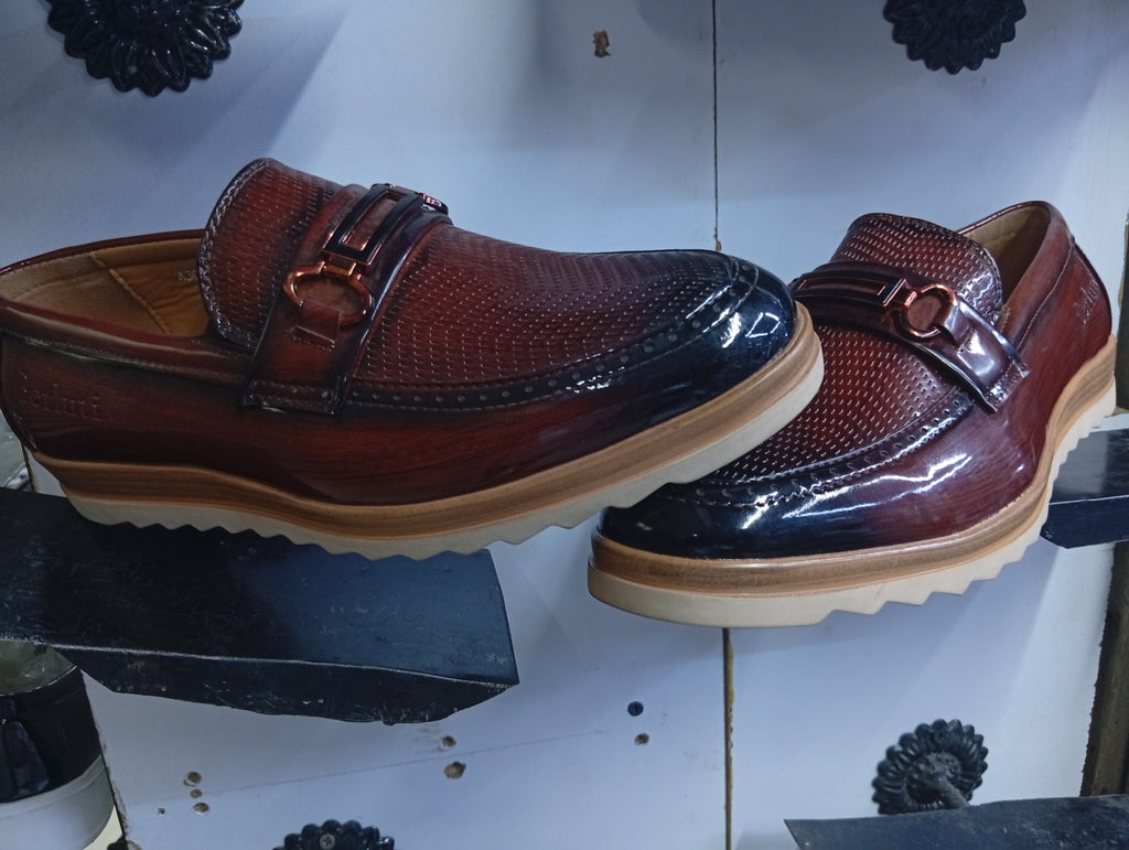 ✨🔥 B_P Crest Loafers – Mahogany Gloss✨