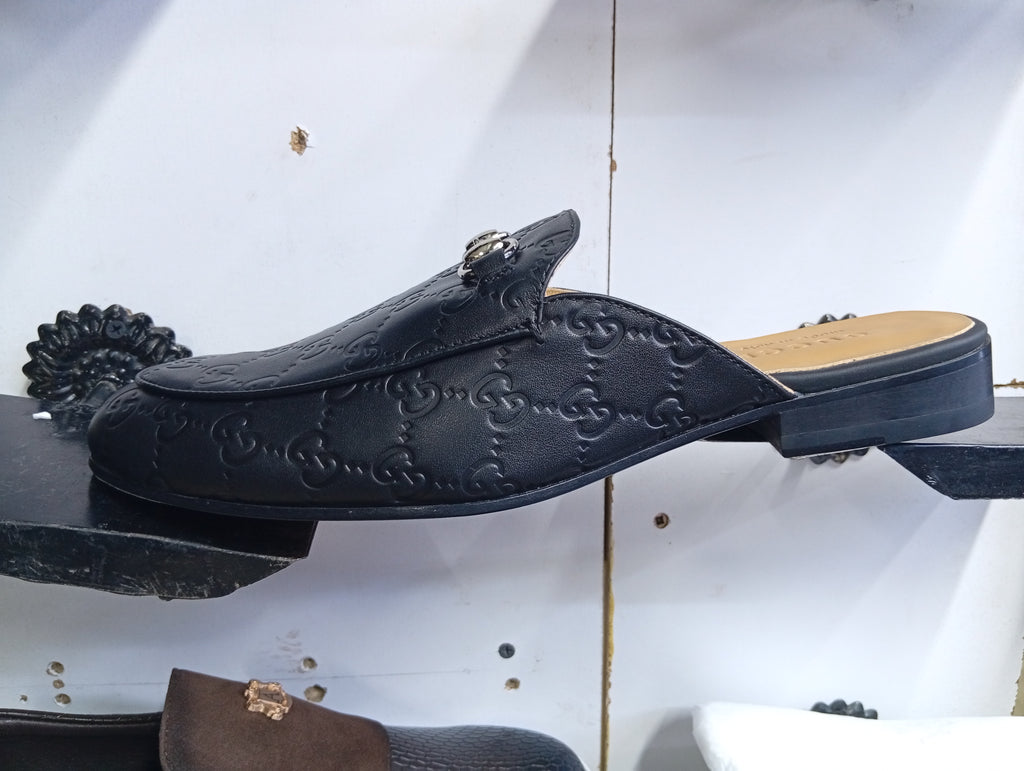 G_Embossed Leather Horsebit Mules – Premium Men’s Slip-On Loafers