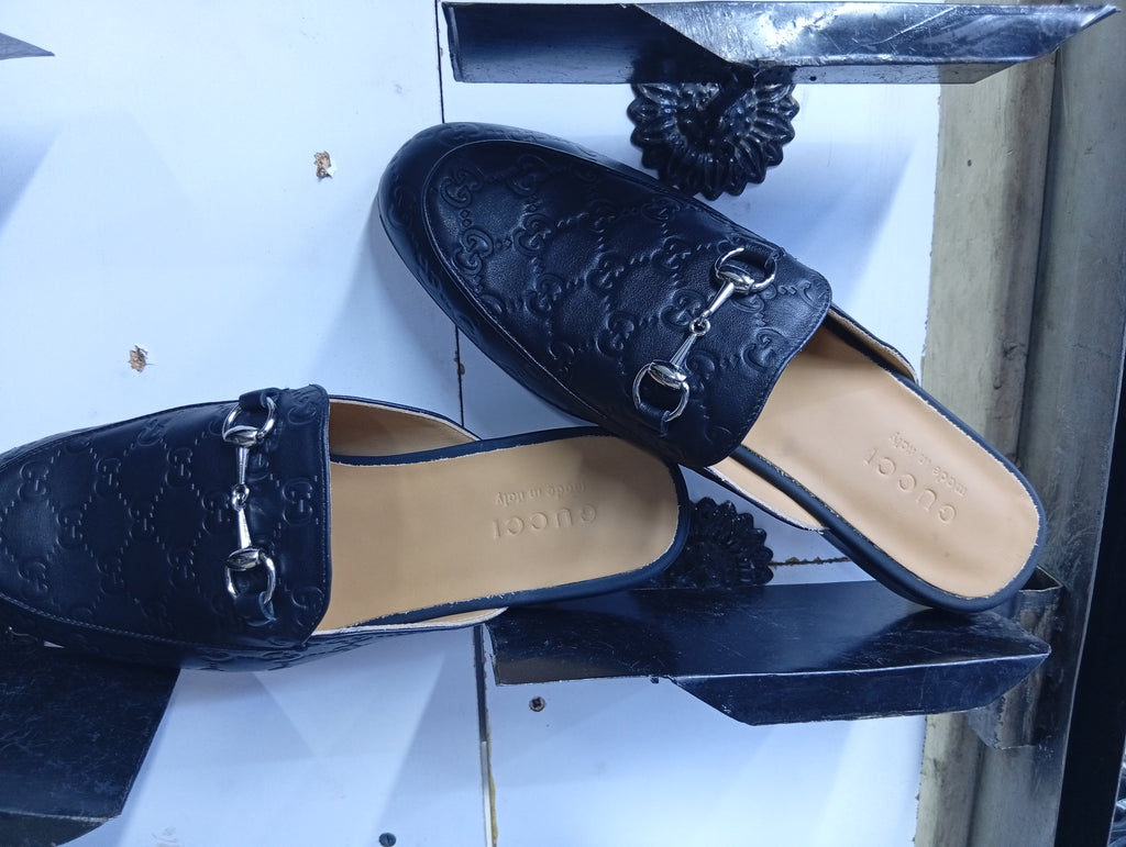 G_Embossed Leather Horsebit Mules – Premium Men’s Slip-On Loafers