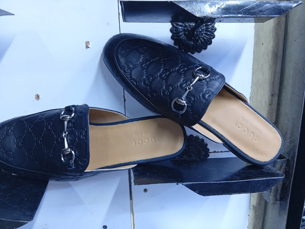 G_Embossed Leather Horsebit Mules – Premium Men’s Slip-On Loafers