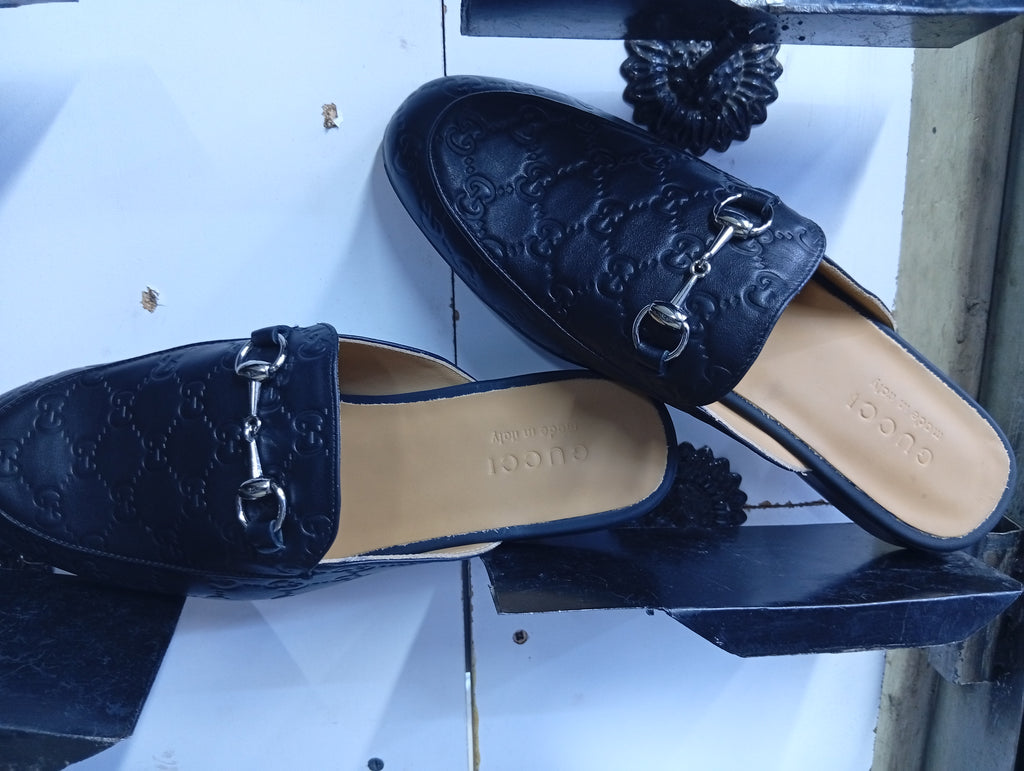 G_Embossed Leather Horsebit Mules – Premium Men’s Slip-On Loafers