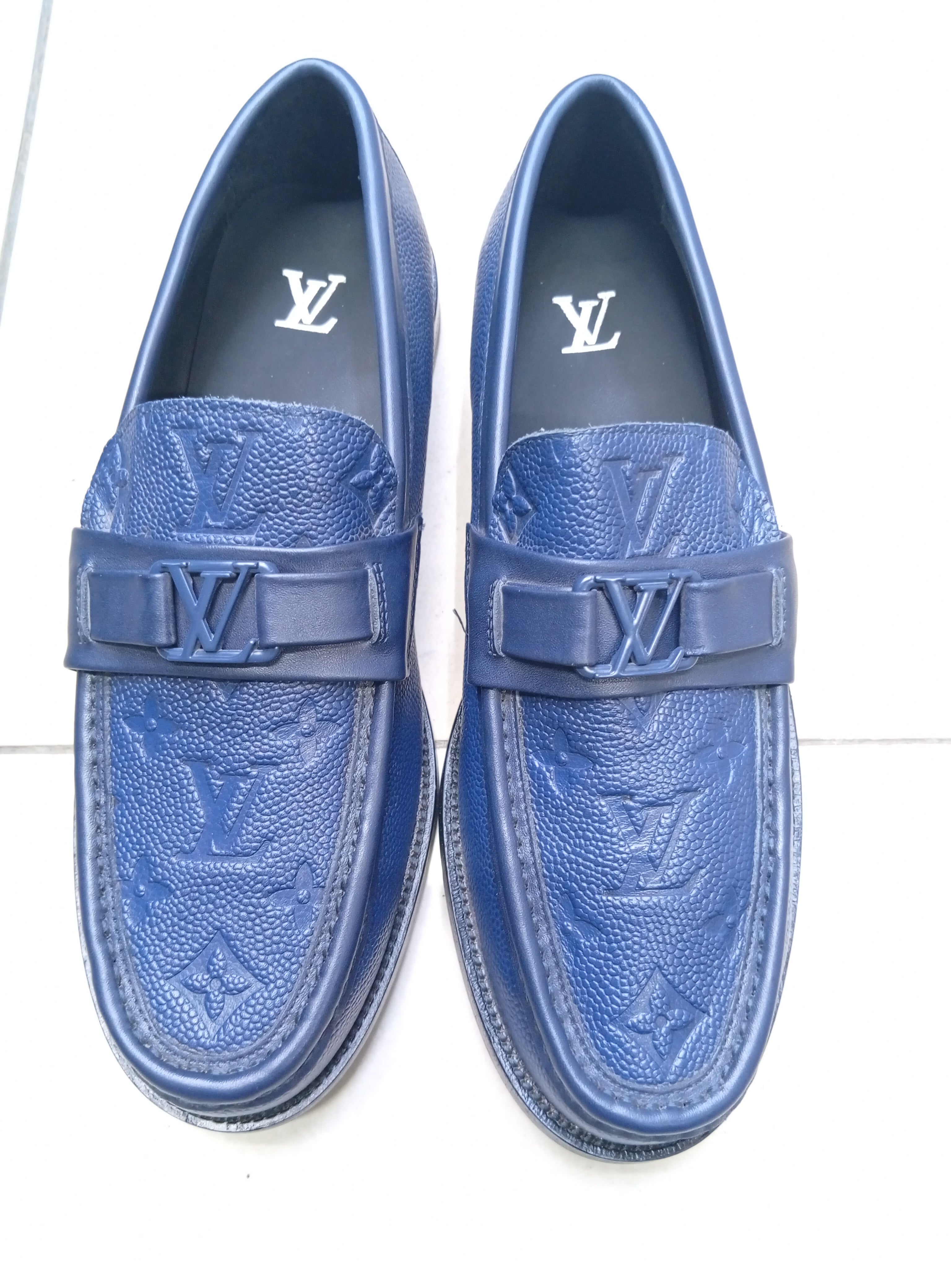Ls Vn Men’s Navy Blue Monogram Loafers – Premium Leather Luxury