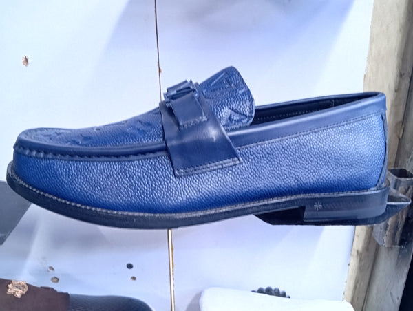 Ls Vn Men’s Navy Blue Monogram Loafers – Premium Leather Luxury