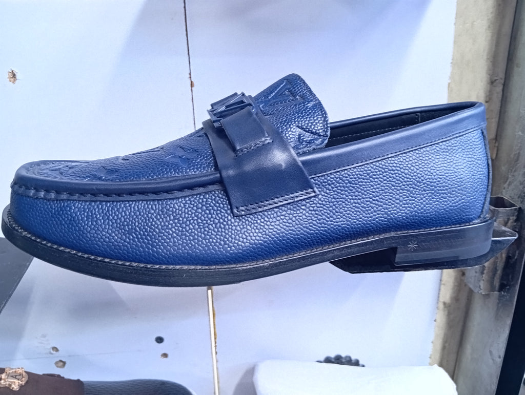 Ls Vn Men’s Navy Blue Monogram Loafers – Premium Leather Luxury