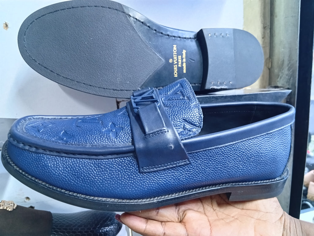 Ls Vn Men’s Navy Blue Monogram Loafers – Premium Leather Luxury