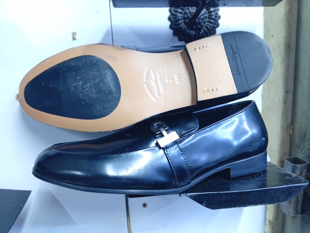 S F Black Leather Loafers (Men’s Formal Slip-Ons)