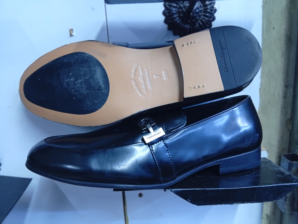 S F Black Leather Loafers (Men’s Formal Slip-Ons)