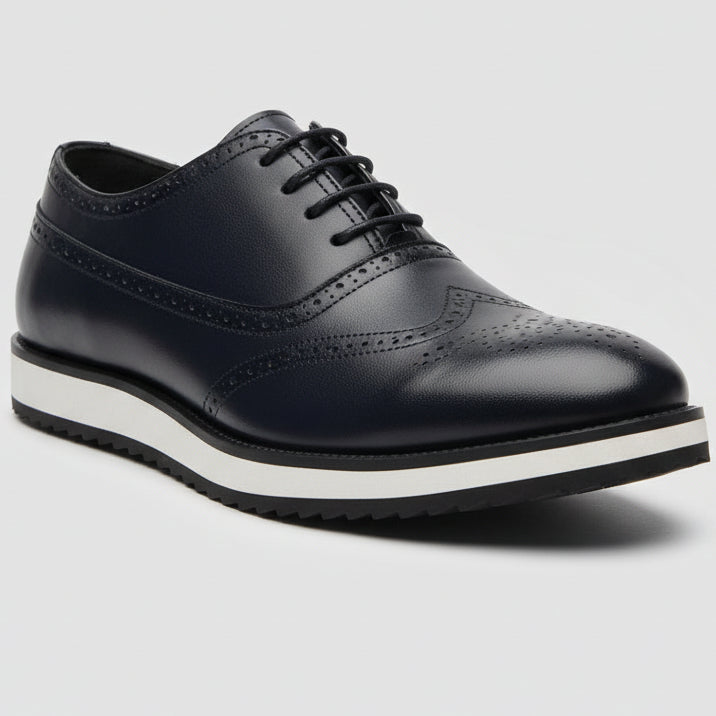 John Foster Men’s Leather Brogue Shoes – Smart Casual Comfort Dress Shoes