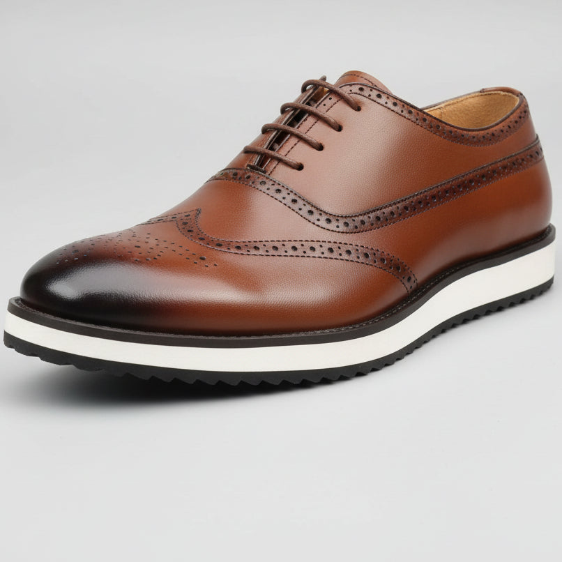 John Foster Men’s Leather Brogue Shoes – Smart Casual Comfort Dress Shoes