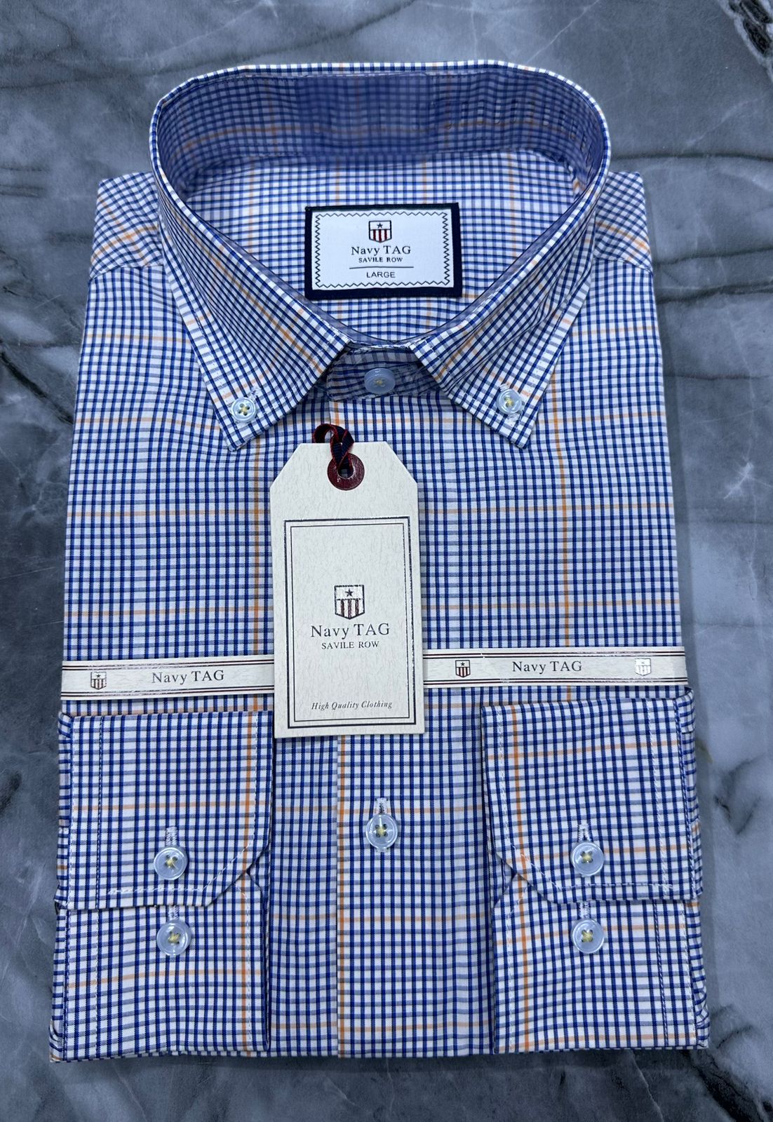 Navy TAG Premium Cotton Long Sleeve Shirts for Office & Casual Wear