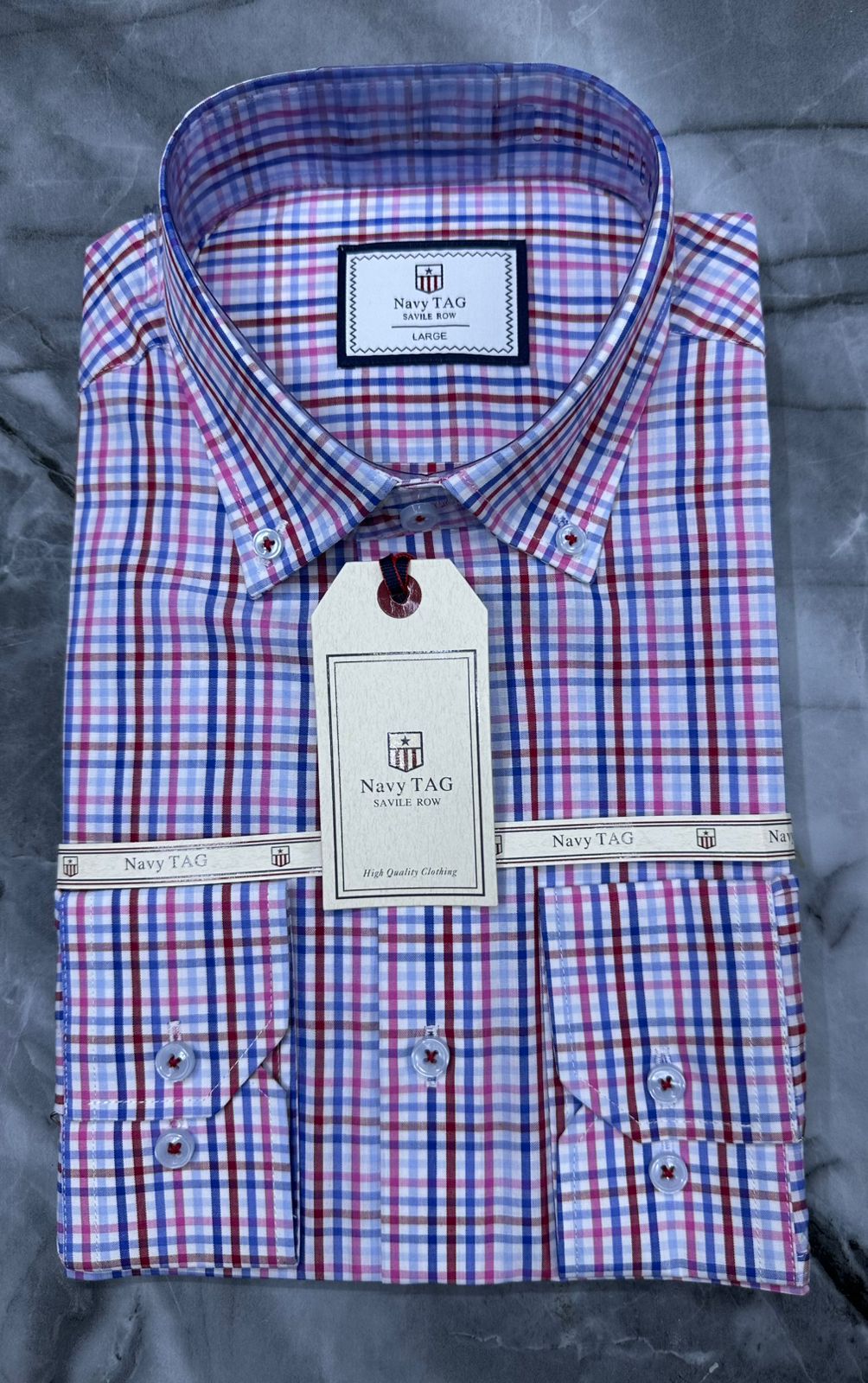 Navy TAG Premium Cotton Long Sleeve Shirts for Office & Casual Wear