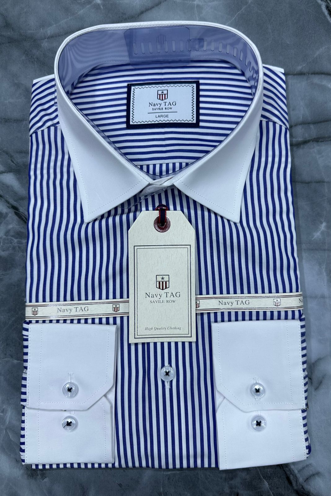 Navy TAG Premium Cotton Long Sleeve Shirts for Office & Casual Wear