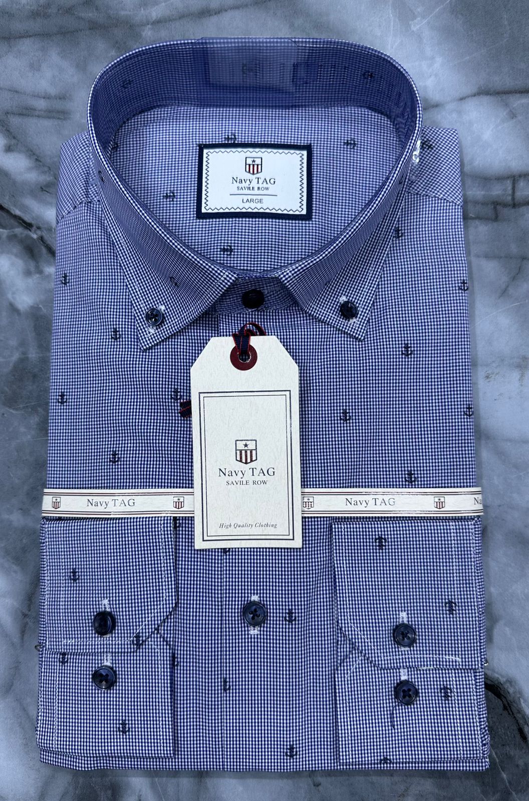 Navy TAG Premium Cotton Long Sleeve Shirts for Office & Casual Wear