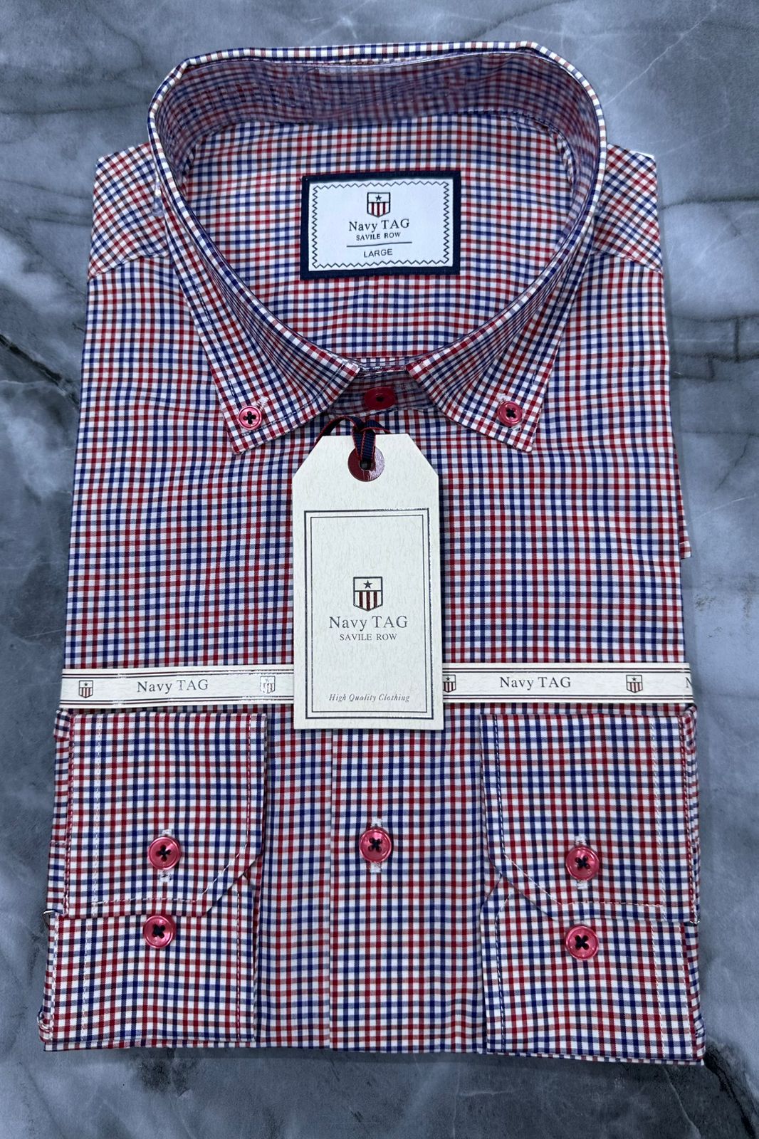 Navy TAG Premium Cotton Long Sleeve Shirts for Office & Casual Wear